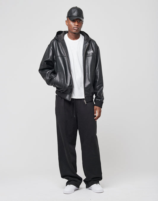 Leather Hooded Jacket