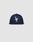 The LFDY x New Era 59Fifty Paris Fitted Cap by LIVE FAST DIE YOUNG features a navy blue design with white LF embroidery on the front and a flat brim, displayed on a plain light gray background. Größentabelle available for sizing.