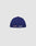 A blue LFDY x NEW ERA 59FIFTY LOW PROFILE fitted cap by LIVE FAST DIE YOUNG, shown from the back with embroidered flags and white Loro Piana script on a plain light gray background.