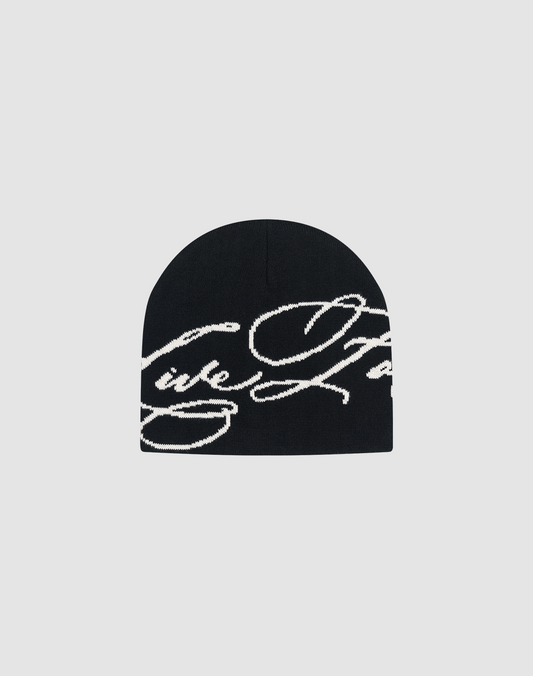 Live Fast Script Beanie