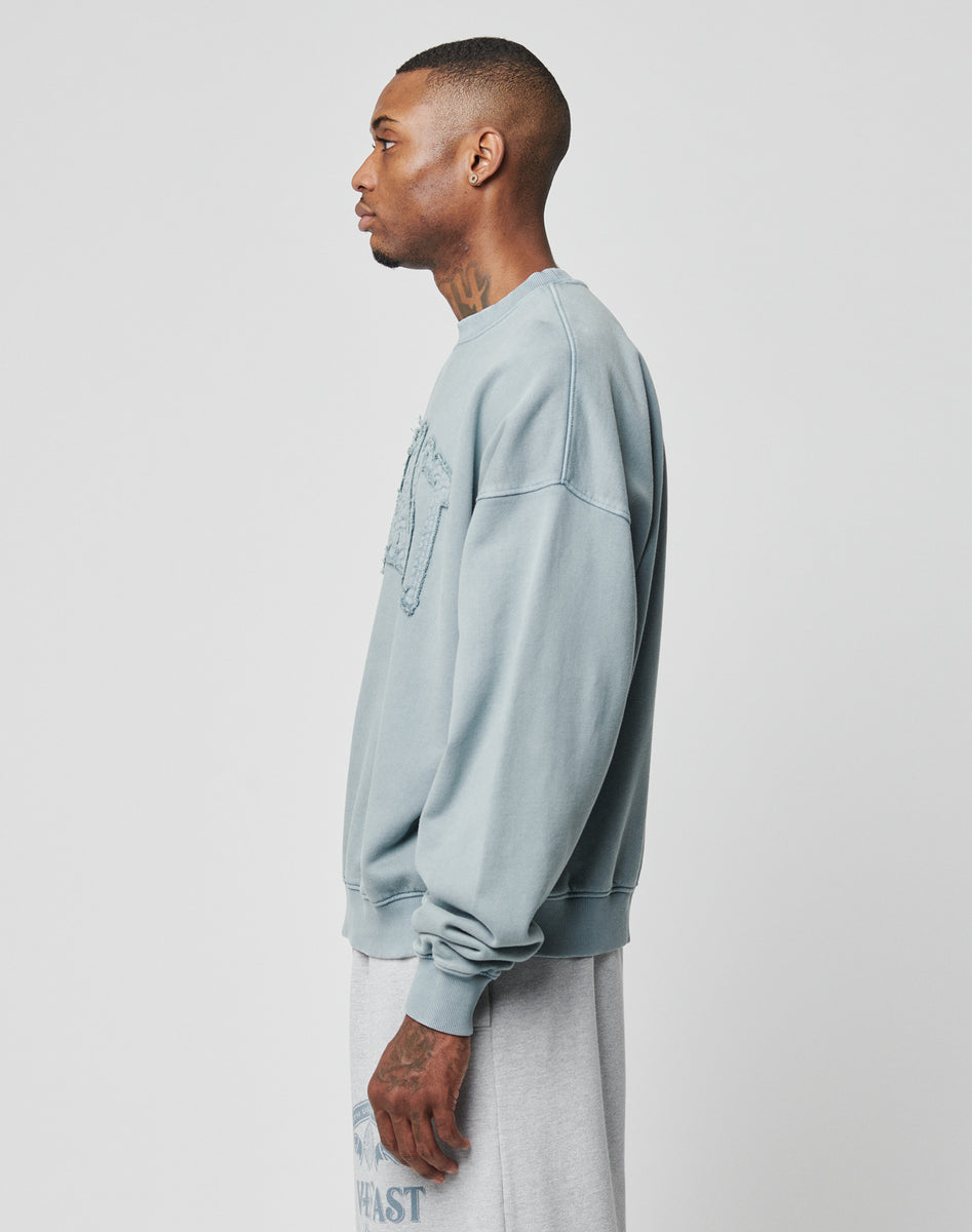 LFDY Ripped College Sweater Washed Light Blue – Buy online now – LIVE ...