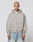 A person with a shaved head wears the LIVE FAST DIE YOUNG Basic 510 Hooded Zip in light gray and faded blue jeans, standing facing forward against a plain white background.