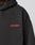 A close-up of the LFDY Globe Hooded by LIVE FAST DIE YOUNG, a black hoodie with LIVE FAST in bold red on the chest. Made from cotton-polyester blend, it features an Oversize Fit for superior comfort.