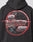 The LFDY Globe Hooded by LIVE FAST DIE YOUNG is a black oversized hoodie with front and back prints, featuring a bold red and gray globe graphic with LIVE FAST, 19, 85, and LFDY EUROPE RUN 2025 details. Made from soft cotton-polyester blend.