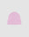 The LIVE FAST DIE YOUNG Basic Beanie is a light pink polyacryl knit hat in one size, featuring a folded brim and subtle flaglabel detail, shown on a plain white background.