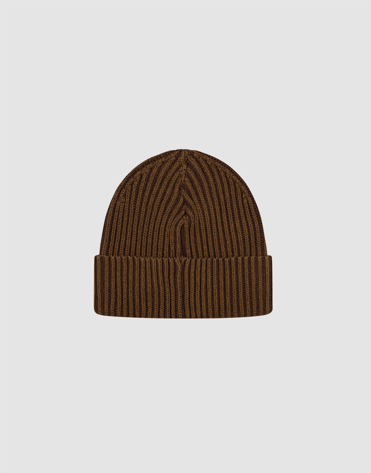 The LIVE FAST DIE YOUNG Washed Rib Knit Beanie is a brown, 100% Baumwolle hat with a folded cuff, shown on a light gray background. One size for easy comfort and style.