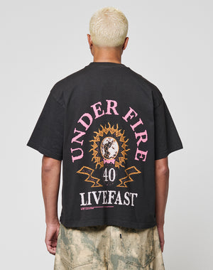 LFDY Under Fire Tee Schwarz mit Rosa Backprint