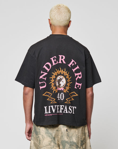 LFDY Under Fire Tee Schwarz mit Rosa Backprint