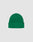 The Double Rib Knit Beanie by LIVE FAST DIE YOUNG is bright green, doppellagig gestrickt, with a folded cuff and small black side tag, offering a voluminöser Look against a plain light gray background.