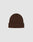 The LIVE FAST DIE YOUNG Basic Beanie is a brown, one size knit hat featuring a folded brim and black flag label, made from soft polyamide and shown on a light gray background.