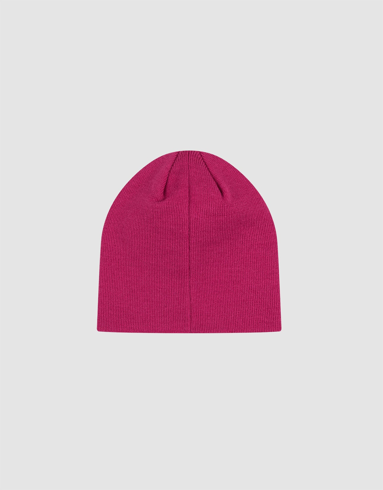 A plain, bright pink Script Beanie by LIVE FAST DIE YOUNG, made from Polyacryl and One Size fits all, is centered on a light gray background. This beanie blends comfort and style for any casual outfit.