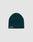 A dark green Script Beanie by LIVE FAST DIE YOUNG, featuring a small white Low Point Logo-Stick embroidered near the bottom edge. One size fits most. Shown on a plain light gray background.