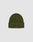 The LIVE FAST DIE YOUNG Washed Rib Knit Beanie in olive green Baumwolle features a folded brim and a small black flag label with white text, showcased on a plain light gray background.