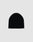 The LFDY Uncuffed Beanie is a plain black polyacryl hat, shown on a light grey background with a small white logopatch on the lower right edge.