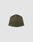 The Live Fast Performance Beanie by LIVE FAST DIE YOUNG is olive green, structured and fitted with visible seams and a reflective logo print, shown on a plain white background.