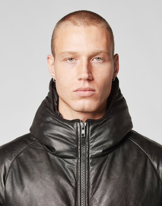 Live Fast Leather Puffer Jacket