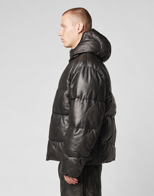 Live Fast Leather Puffer Jacket
