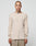 A person with a shaved head and neck tattoo stands facing forward, wearing the LIVE FAST DIE YOUNG Basic Regular Rib Longsleeve in beige and beige textured pants with white drawstrings, Regular Fit, against a plain light background.