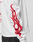 A person, shown from the side, wears the LIVE FAST DIE YOUNG LFDY We Walked Longsleeve in oversize fit with a bold red flame graphic on the sleeve, subtle logo frontprint, and black shorts.
