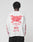 A person with braided hair, seen from behind, wears the LFDY We Walked Longsleeve by LIVE FAST DIE YOUNG—an oversized white 100% Baumwolle shirt with bold red “WE WALKED SO THEY CAN RUN.” text and flame designs on the back and sleeves.