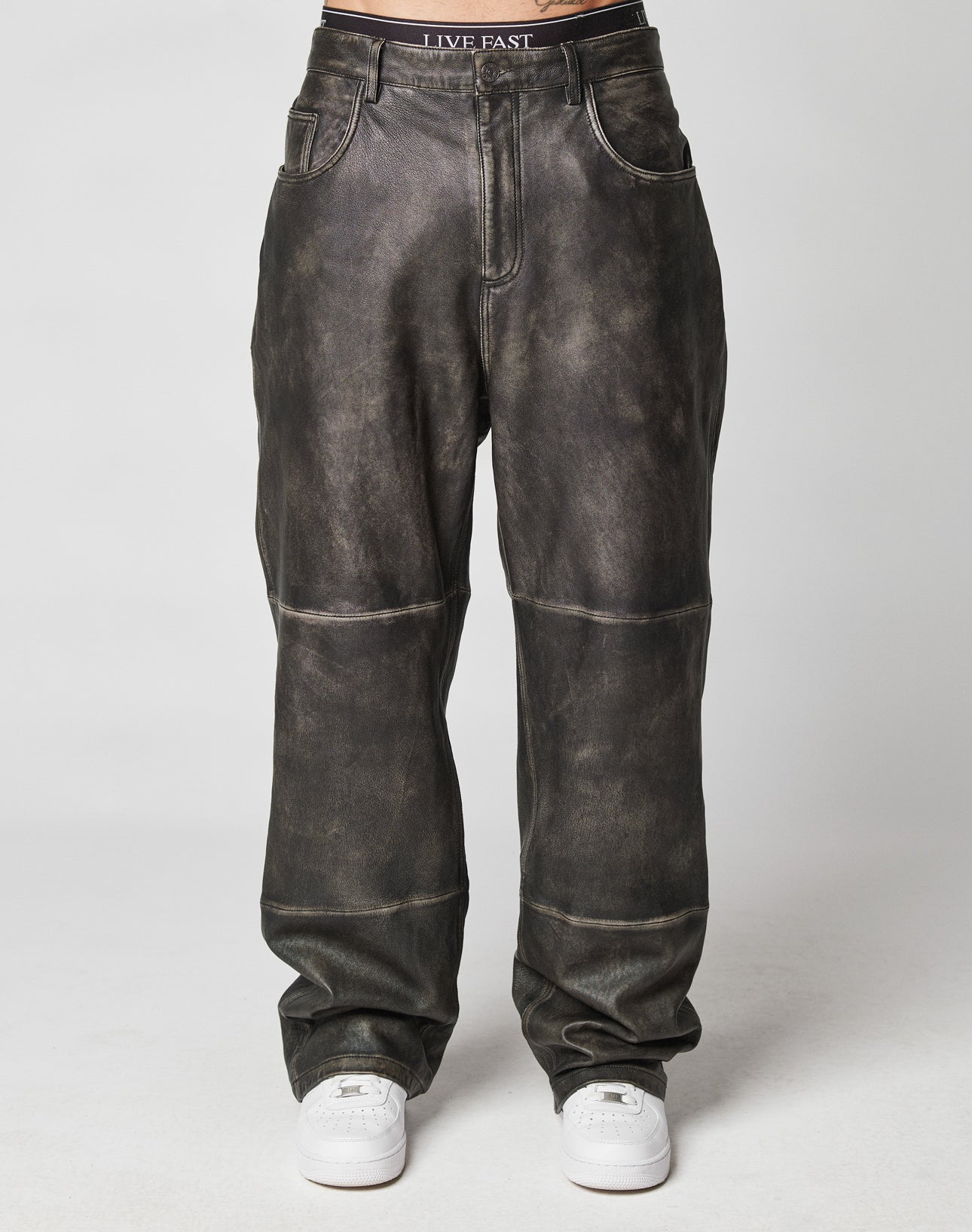 Baggy Leather Pants Vintage Schwarz: Shop online now – LIVE FAST