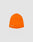 The Script Beanie by LIVE FAST DIE YOUNG is a bright orange polyacryl hat featuring a small white Just Don logo stitch on the lower left side, shown against a plain light gray background.