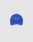 The Live Fast 3000 Cap by LIVE FAST DIE YOUNG is a blue polyester baseball cap with white trim and a silver and black IMPACT Logo-Stick on the front, shown against a plain light gray background.