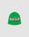 The Live Fast 3000 Beanie by LIVE FAST DIE YOUNG is a bright green polyacryl knit with a bold yellow, black, and white “LIVE FAST 3000” graphic on the front. Shown on a light gray background. One size fits all.