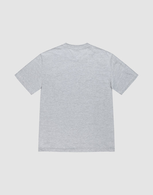 The LFDY Crash Kid Tee by LIVE FAST DIE YOUNG is a light gray short-sleeve t-shirt made from 100% Baumwolle, shown from the back on a white background, designed for a comfortable regular fit and everyday style.