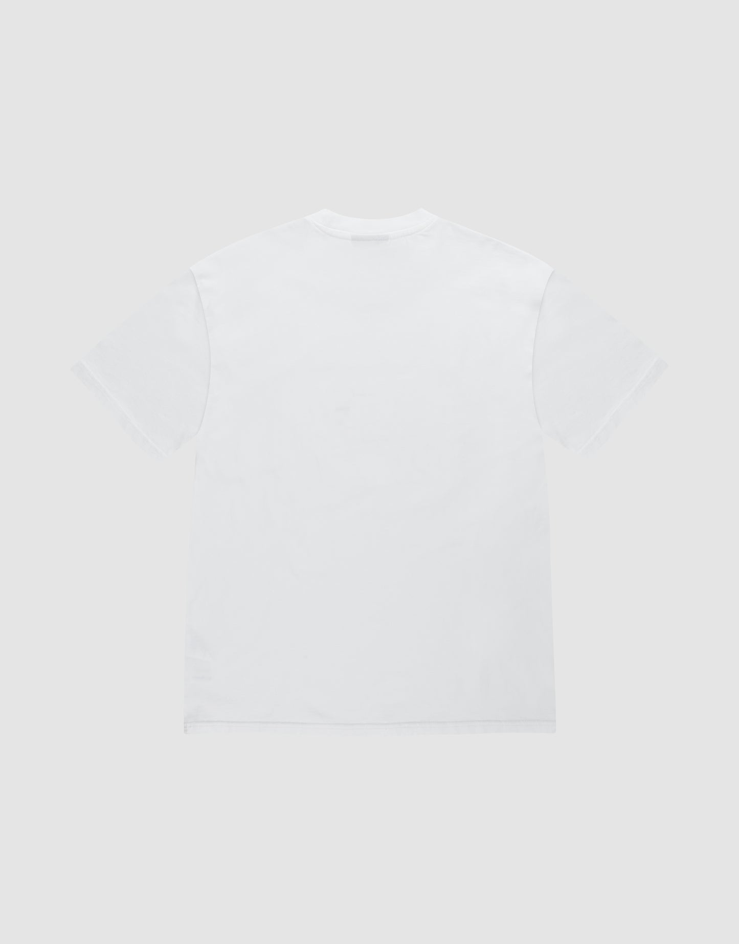 The LFDY Sixers Tee by LIVE FAST DIE YOUNG in Regular Fit, short-sleeved and plain white, shown from the back laid flat on a light gray background.