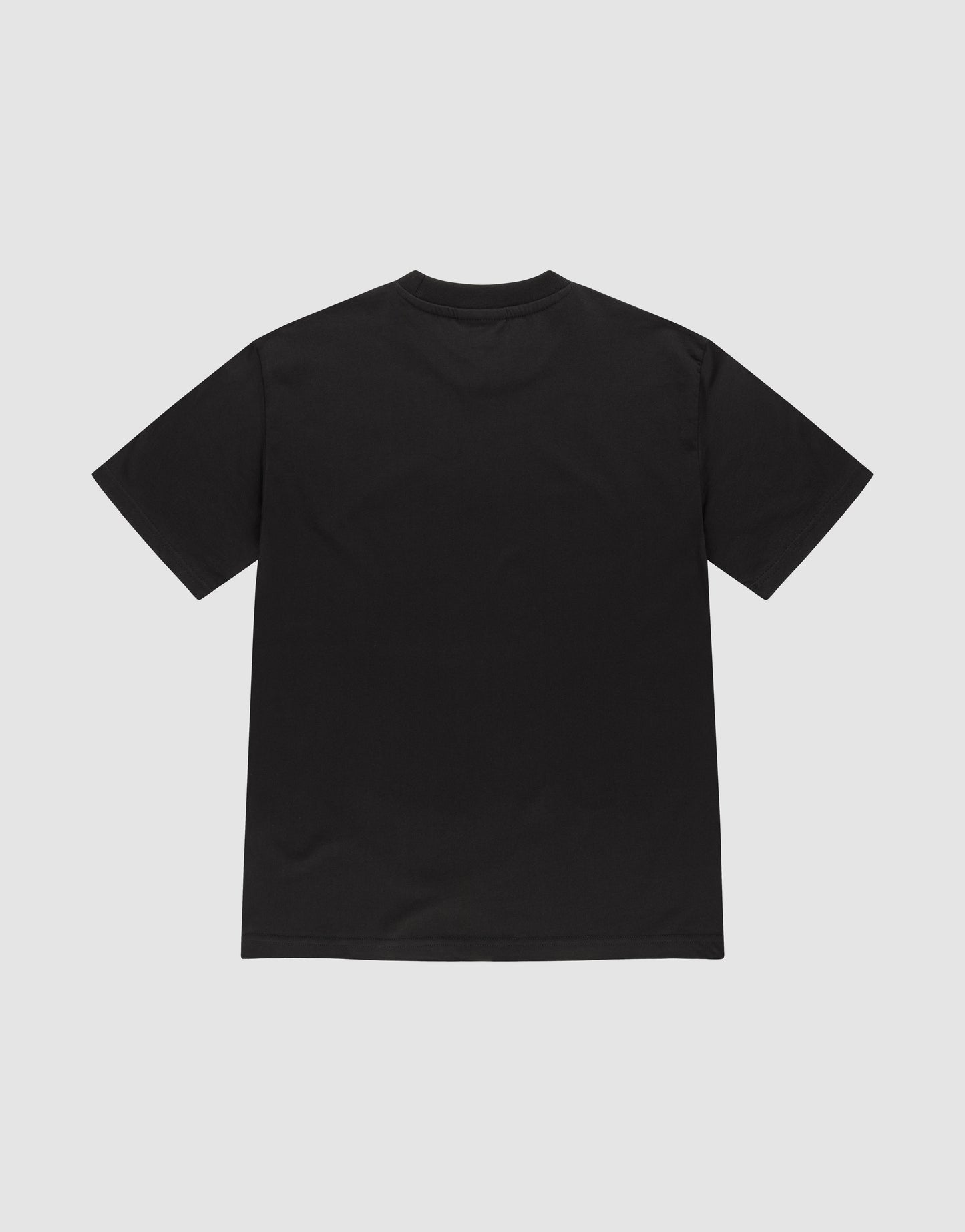 The LFDY Sixers Tee by LIVE FAST DIE YOUNG is a plain black, regular fit short-sleeve shirt made from 100% Baumwolle, shown laid flat from the back with a classic crew neckline and no visible designs or logos.