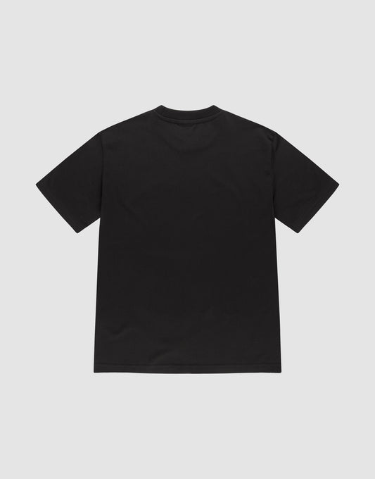 The LFDY Sixers Tee by LIVE FAST DIE YOUNG is a plain black, regular fit short-sleeve shirt made from 100% Baumwolle, shown laid flat from the back with a classic crew neckline and no visible designs or logos.