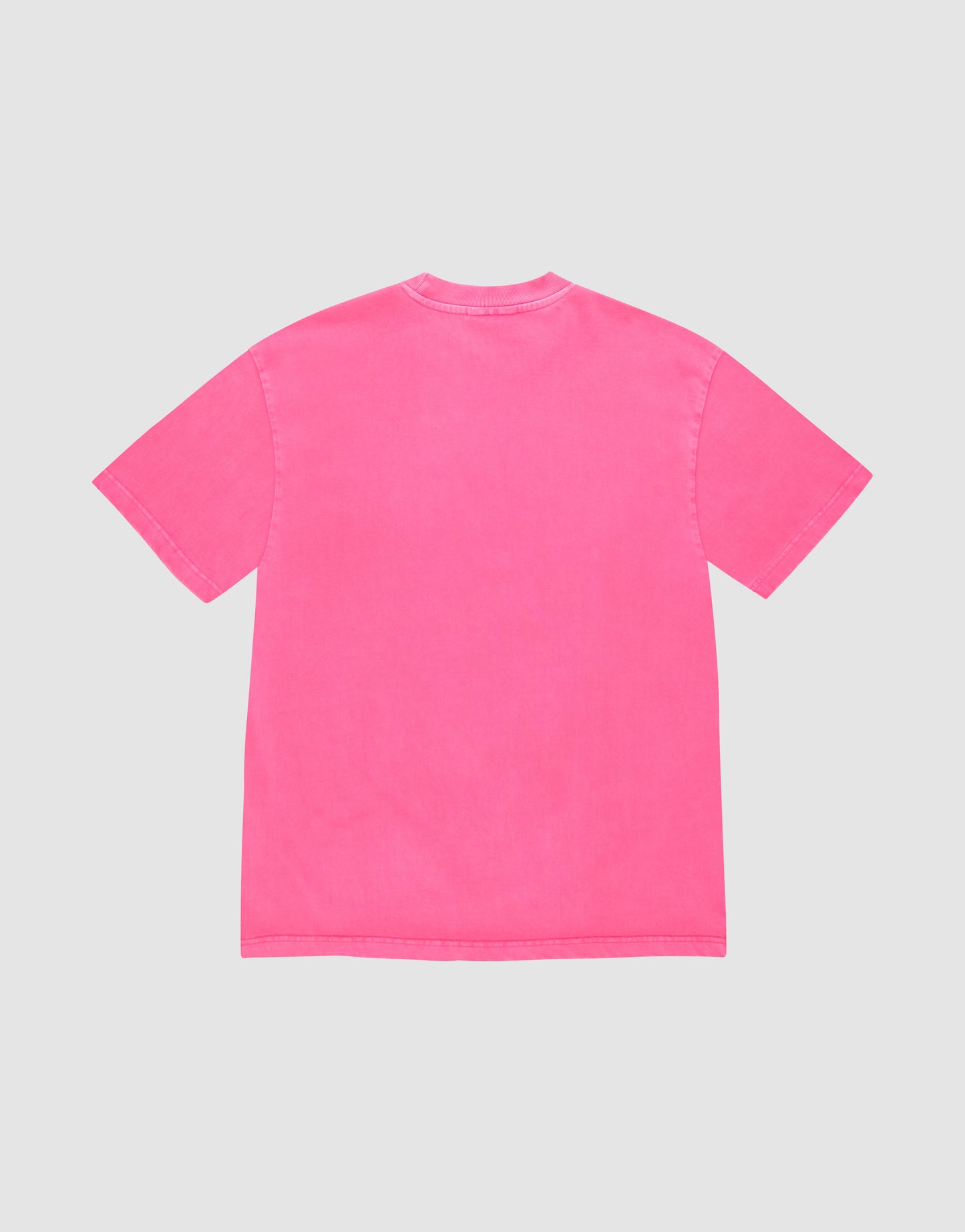 The LIVE FAST DIE YOUNG LFDY Triple Racing Tee is an oversized, short-sleeve, bright pink t-shirt shown laid flat with the back facing up on a light gray background.