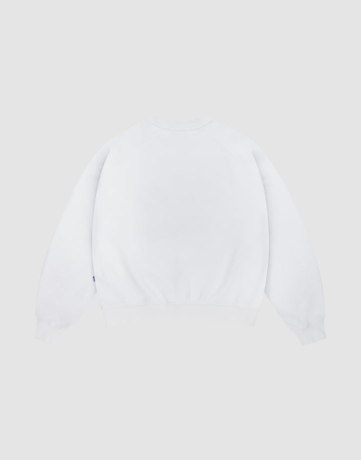 The LFDY Radiator Sweater by LIVE FAST DIE YOUNG is shown from the back on a light gray background, featuring long sleeves, ribbed cuffs and hem, and an oversize fit for extra comfort.