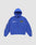 The LFDY Team Hooded Zip by LIVE FAST DIE YOUNG is a royal blue oversize fit zip-up hoodie with “LIVE FAST” on the chest, Multilogo embroidery including a laurel crest, “FAST LANE” on one sleeve, and a flag patch on the other.