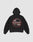 The LFDY Globe Hooded by LIVE FAST DIE YOUNG is a black oversized hoodie with bold front and back prints: a large globe, 1985 numbers, red and gray LIVE FAST text, plus smaller text circling the graphic.