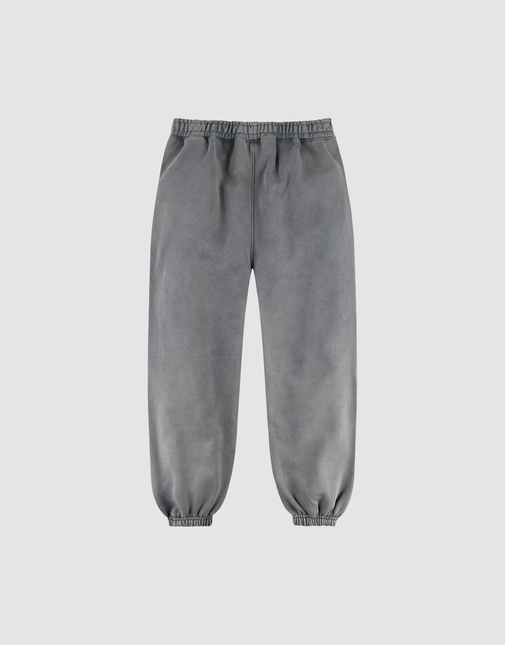 The LFDY Europe Run Jogger by LIVE FAST DIE YOUNG is a pair of gray joggers with an elastic waistband and cuffs, designed in a Loose Fit style, shown on a plain light gray background.