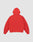 A plain red Live Fast College Hooded by LIVE FAST DIE YOUNG is shown from the back against a light gray background. Below the hood, a small line of white text is centered, emphasizing this comfortable and clean style.