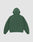 The Live Fast College Hooded by LIVE FAST DIE YOUNG is an oversize-fit dark green hoodie shown from the back, with long sleeves and a small white text line near the top of the hood, set against a light gray background.