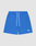 LIVE FAST DIE YOUNG Basic Mesh Shorts in bright blue feature a regular fit, breathable polyester, elastischer Bund, white drawstring, side pockets, and a small white logo on the left leg—shown against a light gray background.