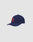 The LFDY Snapback by LIVE FAST DIE YOUNG features a navy blue design, curved brim, red LF initials with white outline embroidery, Snapverschluss closure (style code LF2605-20880), shown on a plain light grey background.