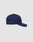 The LFDY Snapback by LIVE FAST DIE YOUNG is a navy blue cap with a curved brim, snap closure, structured crown with ventilation eyelets, and red and white Multi-Logo embroidery on the front. Model: LF2605-20880.