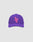 The LFDY Snapback by LIVE FAST DIE YOUNG is a purple cap with a pink LF logo, green underside of the brim, curved visor, and top button, shown on a plain light background.