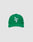 The LFDY Snapback by LIVE FAST DIE YOUNG features a green design with white LF embroidery on the front, matching green underbill, and an adjustable snap closure, shown against a plain light gray background.