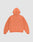 The LFDY 40 Hooded Zip by LIVE FAST DIE YOUNG is shown laid flat, back view, with the hood up and sleeves spread out, highlighting its plain orange color and oversized fit.