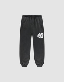 The LFDY 40 Wide Cuff Jogger by LIVE FAST DIE YOUNG features an oversized fit, elastic cuffs and waistband, white “40” graphic with small text near the left pocket, zip side pockets, and is made from cotton. Shown on a plain light gray background. | plain