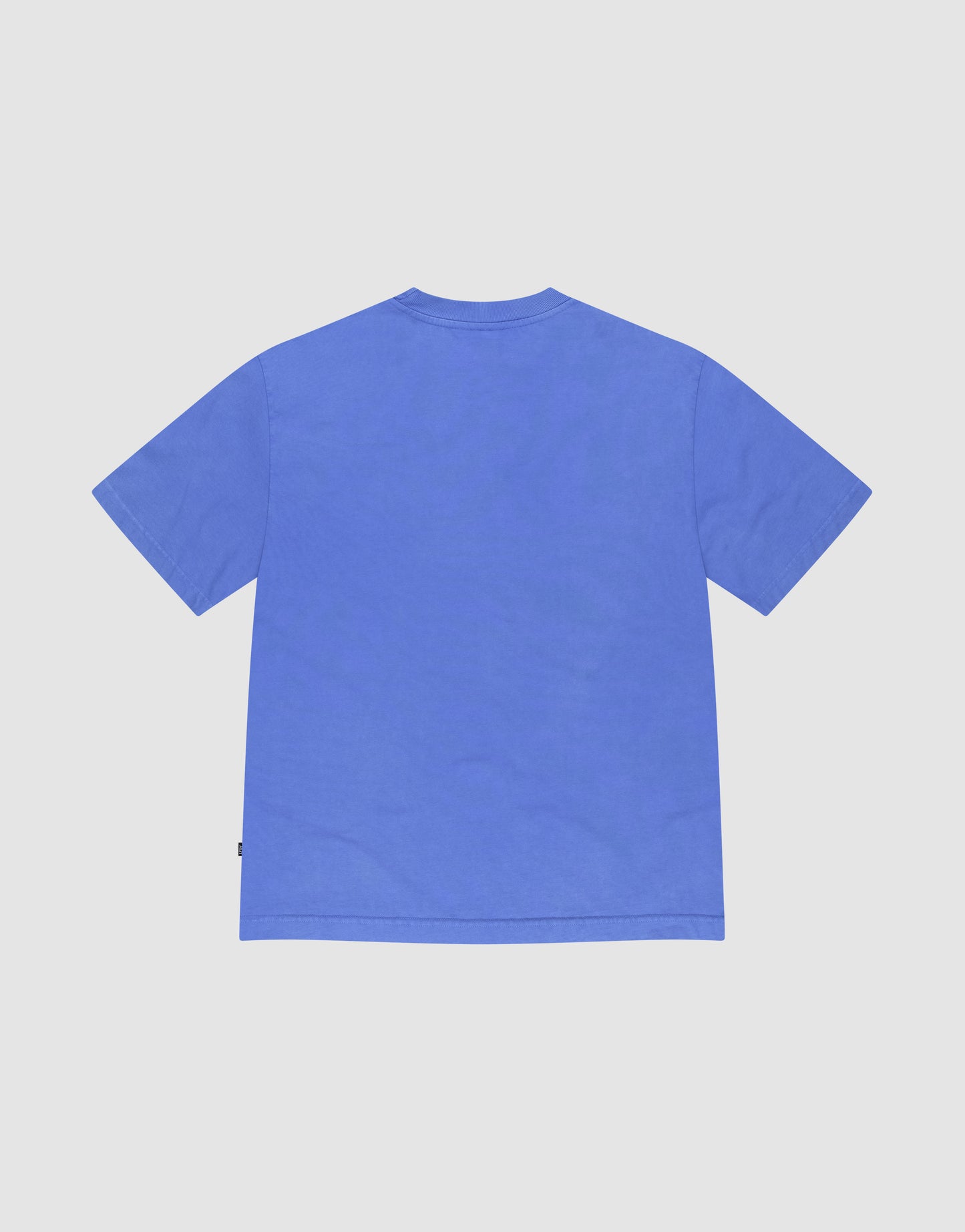The LIVE FAST DIE YOUNG Basic +49 Tee, a royal blue short-sleeve oversized t-shirt, is laid flat and displayed from the back on a light gray background.