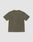 The LIVE FAST DIE YOUNG Basic +49 Chest Tee, an oversized plain olive green short-sleeve shirt, is shown laid flat from the back on a light gray background.
