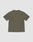 The LIVE FAST DIE YOUNG Basic +49 Tee, an olive green short-sleeve shirt made from 100% Baumwolle, is shown flat on a light gray background, displaying the back side.