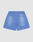 LIVE FAST DIE YOUNG Basic Sweat Shorts in blue, featuring an elastic waistband, single right back pocket, and oversized fit for comfort. The fabric has lightly faded areas for a relaxed, worn-in style and is showcased on a plain light background.